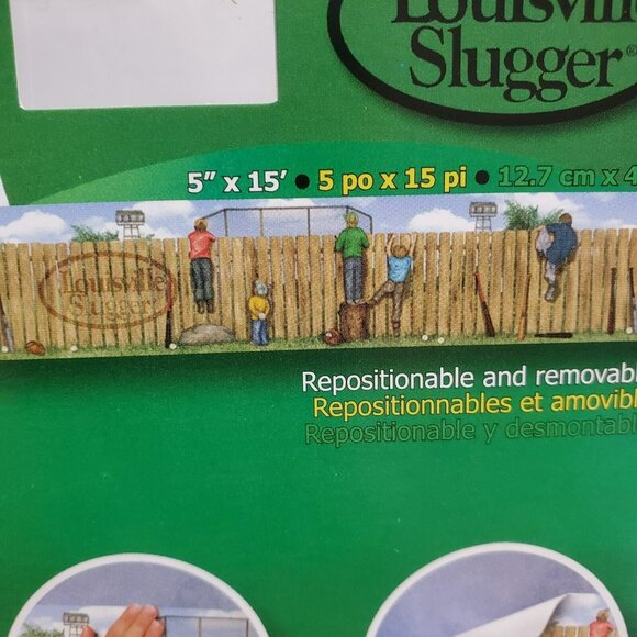 2 Louisville Slugger Border Self Adhesive Removable Wall Paper Baseball Boy Bat - Picture 8 of 9